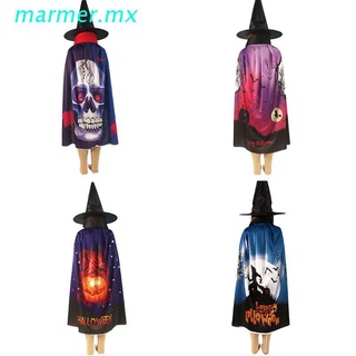 mar1 disfraces de halloween brujo mago capa fiesta capa con sombrero calabaza murciélago gato juego de rol cosplay conjunto para grils niños mujeres