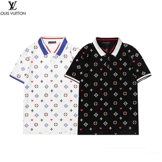 Original LV Louis Vuitton POLO camisas verano 2021 nuevo casual de alta calidad retro impreso POLO de algodón manga corta camiseta de los hombres