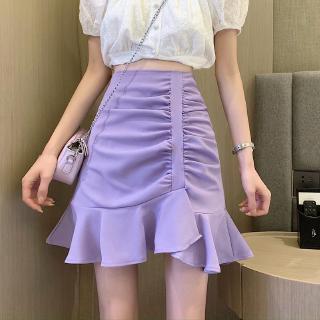 Verano 2020 nuevo coreano delgado cintura alta plisada falda irregular flounced falda de las mujeres