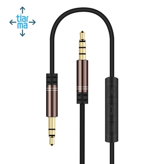 Cable de Audio Jack de 3,5 mm de 1,2 m estéreo de enchufe auxiliar con micrófono manos libres altavoz en línea mando a distancia para teléfono del coche (marrón)