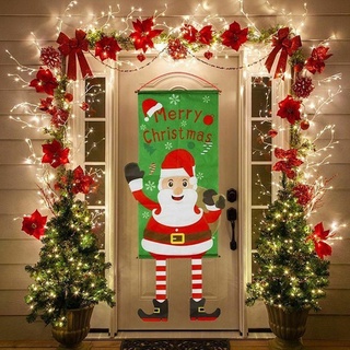 Puerta de navidad colgante de navidad bandera colgante rectángulo 6 estilos exquisita puertas decoración de navidad fácil de colgar (3)