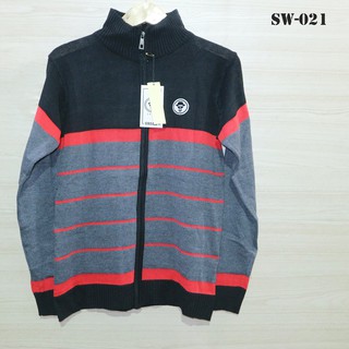L.Awears SW-021 - suéter para hombre con cremallera, color negro, gris rojo (Allsize)