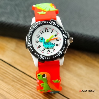 Reloj de silicona de dinosaurio 3D para niños, reloj de cuarzo resistente al agua con dibujos animados bonitos para estu
