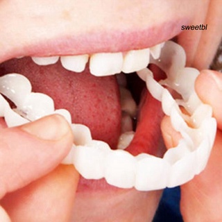 SW 2 piezas de silicona simulación superior inferior dientes dentadura blanqueamiento falso cubierta dental (5)