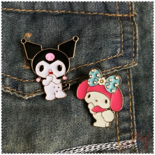 Mejores amigos:kuromi & Melody Series 01 - broches de carácter de dibujos animados Sanrio 1 pieza broche de insignia de botón de moda Doodle esmalte Pins mochila (1)