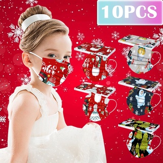 Christmas Child's Mask Disposable High Quality Mask Industrial 3Ply Earhook 10PC(gfjes5346dxf.mx )