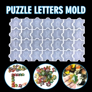 puzzle letras pendientes resina fundición molde de silicona colgante epoxi molde