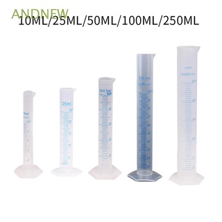 ANDNEW Laboratory Tools Measuring Cylinder Lab Supplies Graduated Tube Graduated Cylinder Chemistry Cooking Transparent Liquid Measurement 10/25/50/100/250/500ml School Lab Tool Plastic Measuring Cylinder