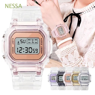 NESSA reloj deportivo Digital portátil moda LED luz transparente relojes mujeres portátil lindo hombres al aire libre Casual reloj de pulsera Multicolor