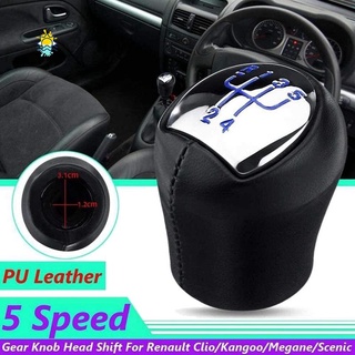 5 Speed Leather Manual Car Gear Shift Knob Shifter Lever for Renault Megane Clio II Twingo Kangoo Logan Blue