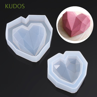 KUDOS molde de silicona para pastel 3D de resina epoxi molde diamante forma de corazón decoración pastelería herramienta de hornear postre cristal hecho a mano