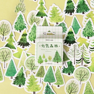 46 unids/caja yuanqi bosque decorativo papelería pegatina álbum de recortes diy diario pegatinas suministros escolares