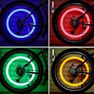 2PCS bicicleta luz LED neumático válvula tapa bicicleta Flash luz de montaña bicicleta de carretera ciclismo neumático luces de rueda LED neón lámpara cubierta de rueda (1)