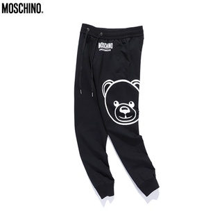 Original 2021 Moschino Cotton student sports casual sweatpants men and women street style bear print unisex pants black/grey (6)