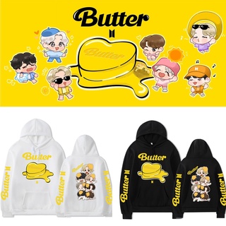 2021 Kpop BTS Butter nuevo álbum sudadera con capucha hombres y mujeres casual Harajuku pullover suave