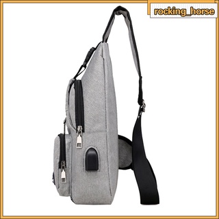 Hombres Sling Bag pecho Pack bolsa de hombro USB puerto de carga Anti robo Crossbody bolsa