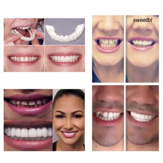 SW 2 piezas de silicona simulación superior inferior dientes dentadura blanqueamiento falso cubierta dental (9)