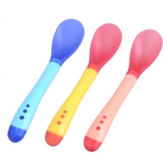 [SF] cuchara de silicona para detección de temperatura de alimentación para bebés cucharas de alimentación de seguridad para detección de temperatura cuchara y tenedor