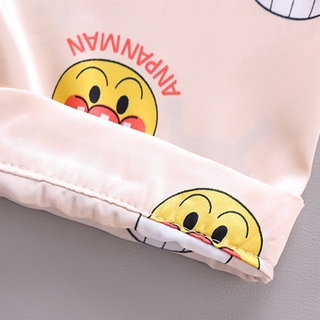 Conjunto de pijama para niños trasero, lindo estampado de dibujos animados camiseta de manga corta y pantalones (3)