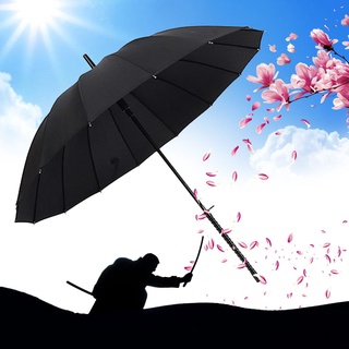 a prueba de viento estilo japonés recto de mango largo lluvioso soleado paraguas manual abierto (4)