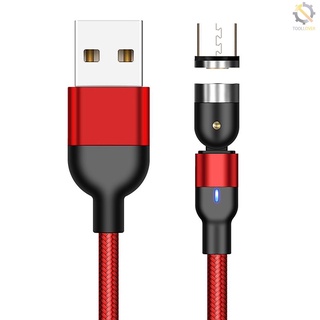 Cable de datos de succión magnética giratorio de 540 grados 3A Cable de carga rápida Cable de carga del teléfono 1m interfaz Micro USB rojo