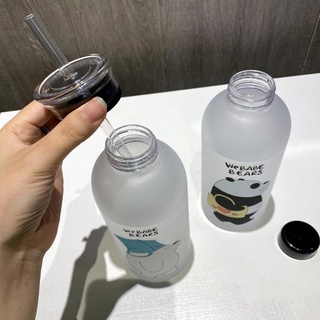 1000ML Botellas De Agua De Gran Capacidad Lindo Oso Patrón De Plástico Botella Transparente Esmerilado A Prueba De Fugas Bebida Taza CFH (5)