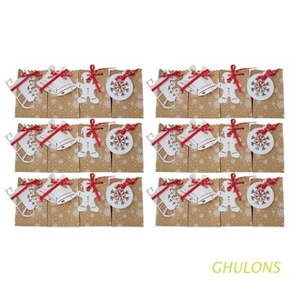 ghulons 24 bolsas de regalo de navidad, bolsas de papel kraft para decoración de fiestas de navidad