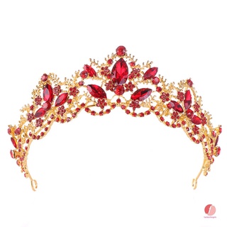 Diadema De corona roja De Cristal/corona Para novia/adornos Para el cabello