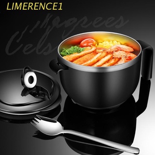 LIME Round Instant Noodle Bowl with Lid and Handles Stainless Steel Large Capacity Kitchen Noodle Bowl with Cover Noodle Rice Ramen Fruit Salad Food Container Household Tableware