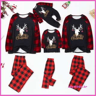 Conjunto De Pijama Para mujer con estampado De navidad+pantalones/ropa Para la familia De navidad Bfg456C.Br