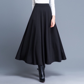 【inventario disponible】Falda de mujer con bolsillos, falda media, cintura alta y falda amplia con vuelo