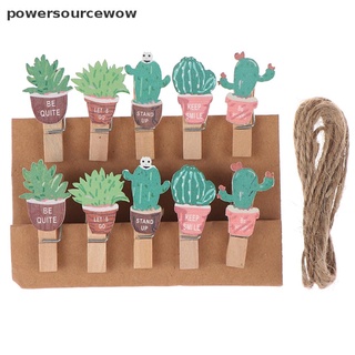 Powersourcewow 10 pcs/lot Cute Cartoon plant Cute Wooden Paper Clips / Small Craft Photo Pegs MX