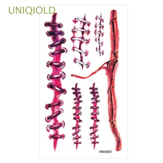 UNIQIOLD Realistic Halloween Scar Tattoo Stickers for Halloween Body Art Scar Wounds Costume Makeup Stitched Injuries Bloody Party Supplies Terror Sticker Waterproof
