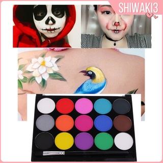 [Shiwaki3] Paleta de pinturas faciales de 15 colores/Kit de pintura corporal/arte elegante