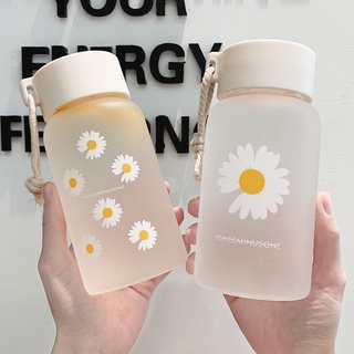 500ml taza transparente pequeña margarita vaso de plástico libre de BPA creativo esmerilado botella de agua con cuerda portátil de viaje taza de té