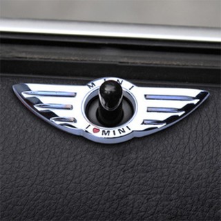 lkl Car Emblem Wings Stickers Decor For BMW Mini Cooper R55 R56 Door Lock Knobs (3)