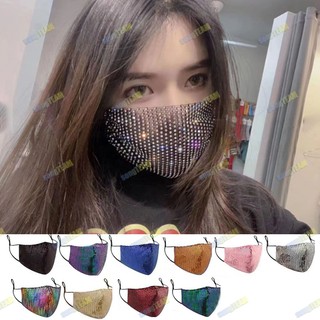 fashion crystal rhinestone decorative mask party woman sexy luxury diamond face mask elastic adult masks Stylish Sequins face mask with Filter Pocket cotton mask Adjustable Tie Strap washable and reusable
