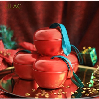 LILAC Nuevo Caja de regalo de Navidad Rojo Para niños Caja de regalo de dulces Creativo Durable Verde Hierro Forma de manzana/Multicolor