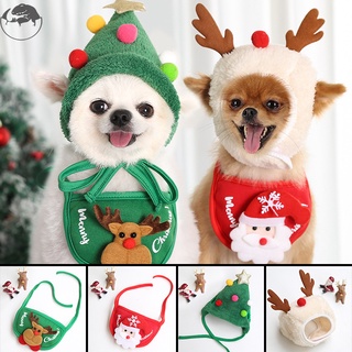 Navidad perro gato sombrero babero decorativo mascota felpa usando Festival navidad mascotas suministros accesorios para pequeña raza mediana