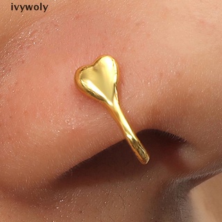 Ivywoly 1Pc Fake Piercing Nose Ring Punk Metal Gold Color Heart Leaf Nose Ring Clip Cuff MX