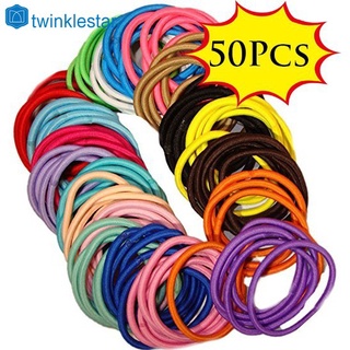 50Pcs Elastic Rope Women Hair Ties Ponytail Holder Hairbands