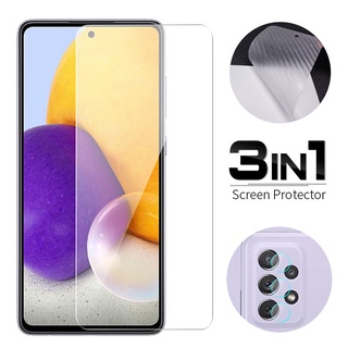 3 in 1 Tempered Glass Camera Lens Screen Protector Carbon Back Film Samsung Galaxy A02S A10S A20S A30S A50S A21S A12 A32 A42 A52 A72