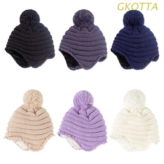 GKOT Knitted Winter Hat with Pompon Thick Beanie Caps Warm Presents for Newborn Baby