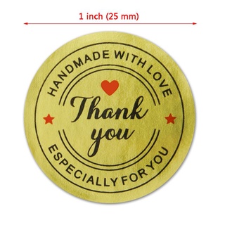 for 500Pcs Round Gold Handmade With Love Thank You Stickers Packing Adhesive Label Seals Scrapbook DIY For Baking Wedding Decor Gift (3)