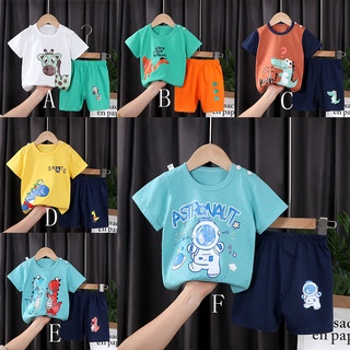 2021 New Boy Suit Baby Summer Short-Sleeved Summer Girl Cotton T-Shirt Two-Piece Suit Baby Cotton Breathable Sweat-Absorbent Top Shorts for Unisex