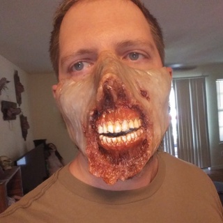 Halloween open mouth burn horror half face latex mask new product mask Product Name: Latex Mask even