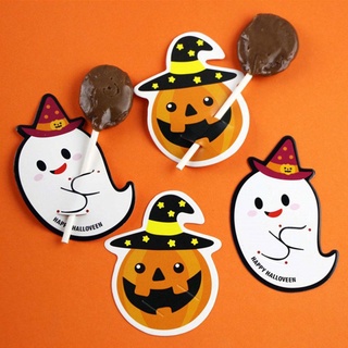 halloween piruleta tarjeta de papel naranja calabaza cabeza tarjeta de papel halloween decoración fantasma mensaje tarjeta de papel al por mayor