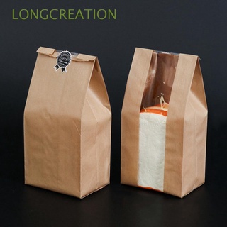longcreaation 25/50pcs bolsa de papel kraft bolsa de embalaje de alimentos pan bolsa de almacenamiento de rayas para llevar evitar aceite fiesta suministros hornear tostadas