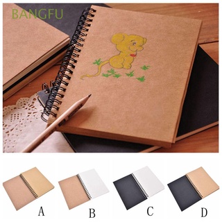 BANGFU Retro Notebook Blank Paper Art Paper Sketchbook School Stationery Sketch School Supplies Kids Gift Spiral Bound Coil Crafts (1)