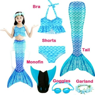 Niñas Natación Cola De Sirena Con Monofin Flipper Niños Vestido Disfraz Cosplay Traje De Baño Fantasía Bikini